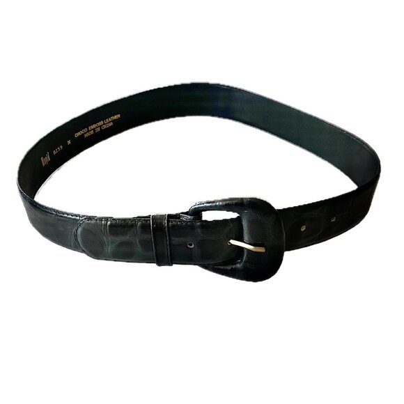 Magid Womens Croc Embossed Black Leather Belt  Size M - Picture 8 of 8